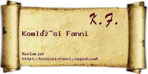 Komlósi Fanni névjegykártya